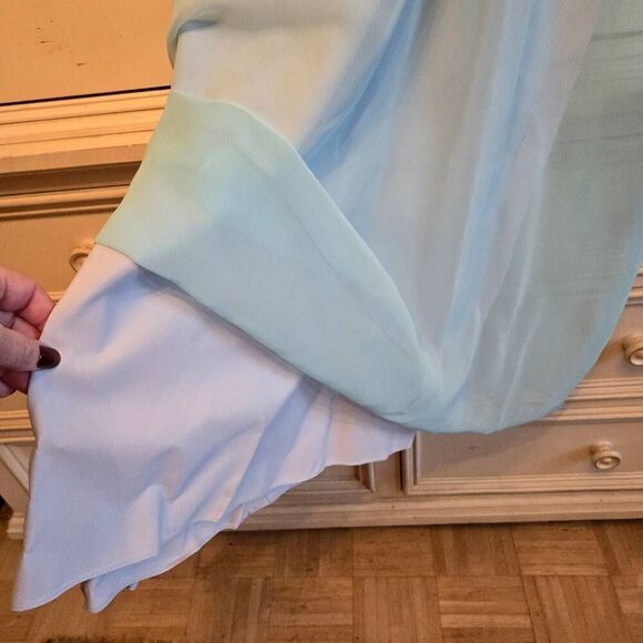 Vintage Gown Blue Chiffon over Taffeta Dress - Picture 5 of 8